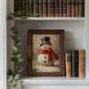 A_vertical_walnut_frame_centered_on_a_shelf Vintage Snowman Printable Wall Art