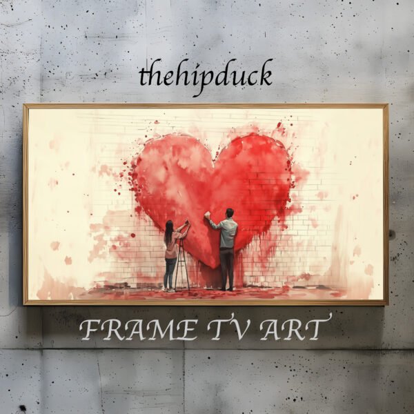 Romantic Couple Heart Mural TV Art