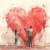 Romantic Couple Heart Mural TV Art
