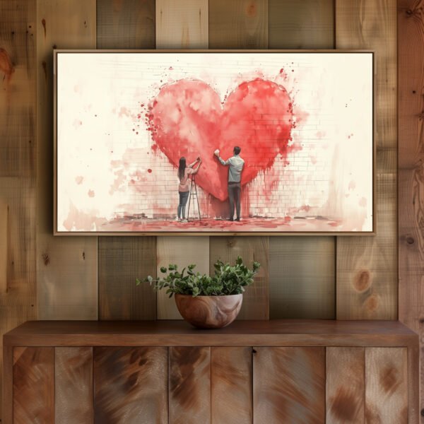 Romantic Couple Heart Mural TV Art
