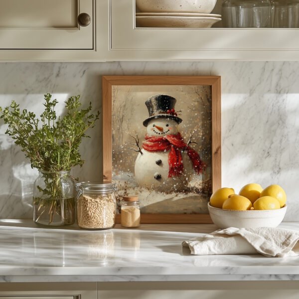 kitchen-frame-on-counter-with-lemons Vintage Snowman Printable Wall Art