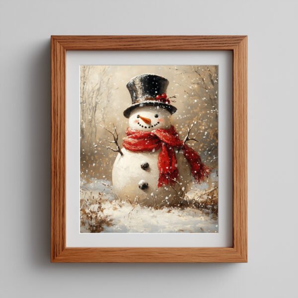 light-brown-primary Vintage Snowman Printable Wall Art