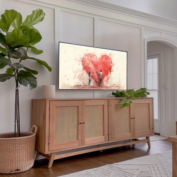 Romantic Couple Heart Mural TV Art
